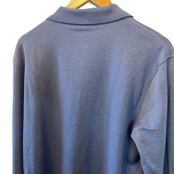 MENS VAN HUESEN Flex Blue Pullover Collared Long Sleeve Polo Shirt M - Picture 4 of 7
